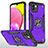 Custodia Silicone e Plastica Opaca Cover con Magnetico Anello Supporto MQ1 per Samsung Galaxy A03 Viola