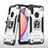 Custodia Silicone e Plastica Opaca Cover con Magnetico Anello Supporto MQ1 per Samsung Galaxy A10s Argento