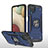 Custodia Silicone e Plastica Opaca Cover con Magnetico Anello Supporto MQ1 per Samsung Galaxy A12 5G Blu