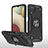 Custodia Silicone e Plastica Opaca Cover con Magnetico Anello Supporto MQ1 per Samsung Galaxy A12 5G Nero