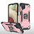 Custodia Silicone e Plastica Opaca Cover con Magnetico Anello Supporto MQ1 per Samsung Galaxy A12 5G Oro Rosa