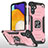 Custodia Silicone e Plastica Opaca Cover con Magnetico Anello Supporto MQ1 per Samsung Galaxy A13 5G Oro Rosa