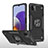 Custodia Silicone e Plastica Opaca Cover con Magnetico Anello Supporto MQ1 per Samsung Galaxy A22 5G Nero