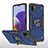 Custodia Silicone e Plastica Opaca Cover con Magnetico Anello Supporto MQ1 per Samsung Galaxy A22s 5G Blu
