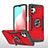 Custodia Silicone e Plastica Opaca Cover con Magnetico Anello Supporto MQ1 per Samsung Galaxy A32 4G Rosso