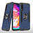 Custodia Silicone e Plastica Opaca Cover con Magnetico Anello Supporto MQ1 per Samsung Galaxy A70 Blu