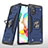 Custodia Silicone e Plastica Opaca Cover con Magnetico Anello Supporto MQ1 per Samsung Galaxy A71 4G A715 Blu