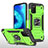 Custodia Silicone e Plastica Opaca Cover con Magnetico Anello Supporto MQ1 per Samsung Galaxy F02S SM-E025F Verde