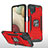 Custodia Silicone e Plastica Opaca Cover con Magnetico Anello Supporto MQ1 per Samsung Galaxy F12 Rosso