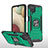 Custodia Silicone e Plastica Opaca Cover con Magnetico Anello Supporto MQ1 per Samsung Galaxy F12 Verde Notte