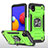 Custodia Silicone e Plastica Opaca Cover con Magnetico Anello Supporto MQ1 per Samsung Galaxy M01 Core Verde