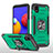 Custodia Silicone e Plastica Opaca Cover con Magnetico Anello Supporto MQ1 per Samsung Galaxy M01 Core Verde Notte