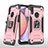 Custodia Silicone e Plastica Opaca Cover con Magnetico Anello Supporto MQ1 per Samsung Galaxy M01s Oro Rosa