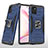 Custodia Silicone e Plastica Opaca Cover con Magnetico Anello Supporto MQ1 per Samsung Galaxy M60s Blu