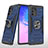 Custodia Silicone e Plastica Opaca Cover con Magnetico Anello Supporto MQ1 per Samsung Galaxy M80S Blu