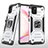 Custodia Silicone e Plastica Opaca Cover con Magnetico Anello Supporto MQ1 per Samsung Galaxy Note 10 Lite Argento