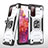 Custodia Silicone e Plastica Opaca Cover con Magnetico Anello Supporto MQ1 per Samsung Galaxy S20 FE 4G Argento