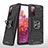 Custodia Silicone e Plastica Opaca Cover con Magnetico Anello Supporto MQ1 per Samsung Galaxy S20 FE 4G Nero