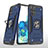 Custodia Silicone e Plastica Opaca Cover con Magnetico Anello Supporto MQ1 per Samsung Galaxy S20 Plus Blu