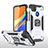 Custodia Silicone e Plastica Opaca Cover con Magnetico Anello Supporto MQ1 per Xiaomi POCO C3 Argento