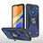 Custodia Silicone e Plastica Opaca Cover con Magnetico Anello Supporto MQ1 per Xiaomi POCO C31 Blu