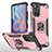Custodia Silicone e Plastica Opaca Cover con Magnetico Anello Supporto MQ1 per Xiaomi Poco M4 Pro 5G Oro Rosa
