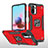 Custodia Silicone e Plastica Opaca Cover con Magnetico Anello Supporto MQ1 per Xiaomi Poco M5S Rosso
