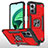 Custodia Silicone e Plastica Opaca Cover con Magnetico Anello Supporto MQ1 per Xiaomi Redmi 10 Prime Plus 5G Rosso
