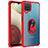 Custodia Silicone e Plastica Opaca Cover con Magnetico Anello Supporto MQ2 per Samsung Galaxy A12 Nacho Rosso