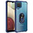 Custodia Silicone e Plastica Opaca Cover con Magnetico Anello Supporto MQ2 per Samsung Galaxy F12 Blu