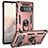 Custodia Silicone e Plastica Opaca Cover con Magnetico Anello Supporto MQ3 per Google Pixel 6 Pro 5G Oro Rosa