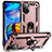 Custodia Silicone e Plastica Opaca Cover con Magnetico Anello Supporto MQ3 per Motorola Moto E32 Oro Rosa