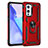 Custodia Silicone e Plastica Opaca Cover con Magnetico Anello Supporto MQ3 per OnePlus 9 5G Rosso