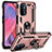 Custodia Silicone e Plastica Opaca Cover con Magnetico Anello Supporto MQ3 per Oppo A54 5G Oro Rosa
