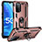 Custodia Silicone e Plastica Opaca Cover con Magnetico Anello Supporto MQ3 per Oppo A55 5G Oro Rosa