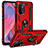 Custodia Silicone e Plastica Opaca Cover con Magnetico Anello Supporto MQ3 per Oppo A74 5G Rosso