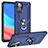 Custodia Silicone e Plastica Opaca Cover con Magnetico Anello Supporto MQ3 per Oppo A76 Blu