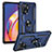 Custodia Silicone e Plastica Opaca Cover con Magnetico Anello Supporto MQ3 per Oppo F19 Pro Blu