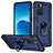 Custodia Silicone e Plastica Opaca Cover con Magnetico Anello Supporto MQ3 per Oppo Reno6 5G Blu