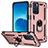 Custodia Silicone e Plastica Opaca Cover con Magnetico Anello Supporto MQ3 per Oppo Reno6 5G Oro Rosa