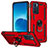 Custodia Silicone e Plastica Opaca Cover con Magnetico Anello Supporto MQ3 per Oppo Reno6 5G Rosso