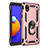 Custodia Silicone e Plastica Opaca Cover con Magnetico Anello Supporto MQ3 per Samsung Galaxy A01 Core Oro Rosa