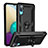 Custodia Silicone e Plastica Opaca Cover con Magnetico Anello Supporto MQ3 per Samsung Galaxy A02 Nero