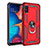 Custodia Silicone e Plastica Opaca Cover con Magnetico Anello Supporto MQ3 per Samsung Galaxy A10e Rosso