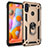 Custodia Silicone e Plastica Opaca Cover con Magnetico Anello Supporto MQ3 per Samsung Galaxy A11 Oro