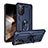Custodia Silicone e Plastica Opaca Cover con Magnetico Anello Supporto MQ3 per Samsung Galaxy A15 4G Blu