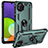 Custodia Silicone e Plastica Opaca Cover con Magnetico Anello Supporto MQ3 per Samsung Galaxy A22 4G Verde