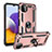 Custodia Silicone e Plastica Opaca Cover con Magnetico Anello Supporto MQ3 per Samsung Galaxy A22 5G Oro Rosa