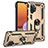 Custodia Silicone e Plastica Opaca Cover con Magnetico Anello Supporto MQ3 per Samsung Galaxy A32 4G Oro