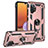 Custodia Silicone e Plastica Opaca Cover con Magnetico Anello Supporto MQ3 per Samsung Galaxy A32 4G Oro Rosa